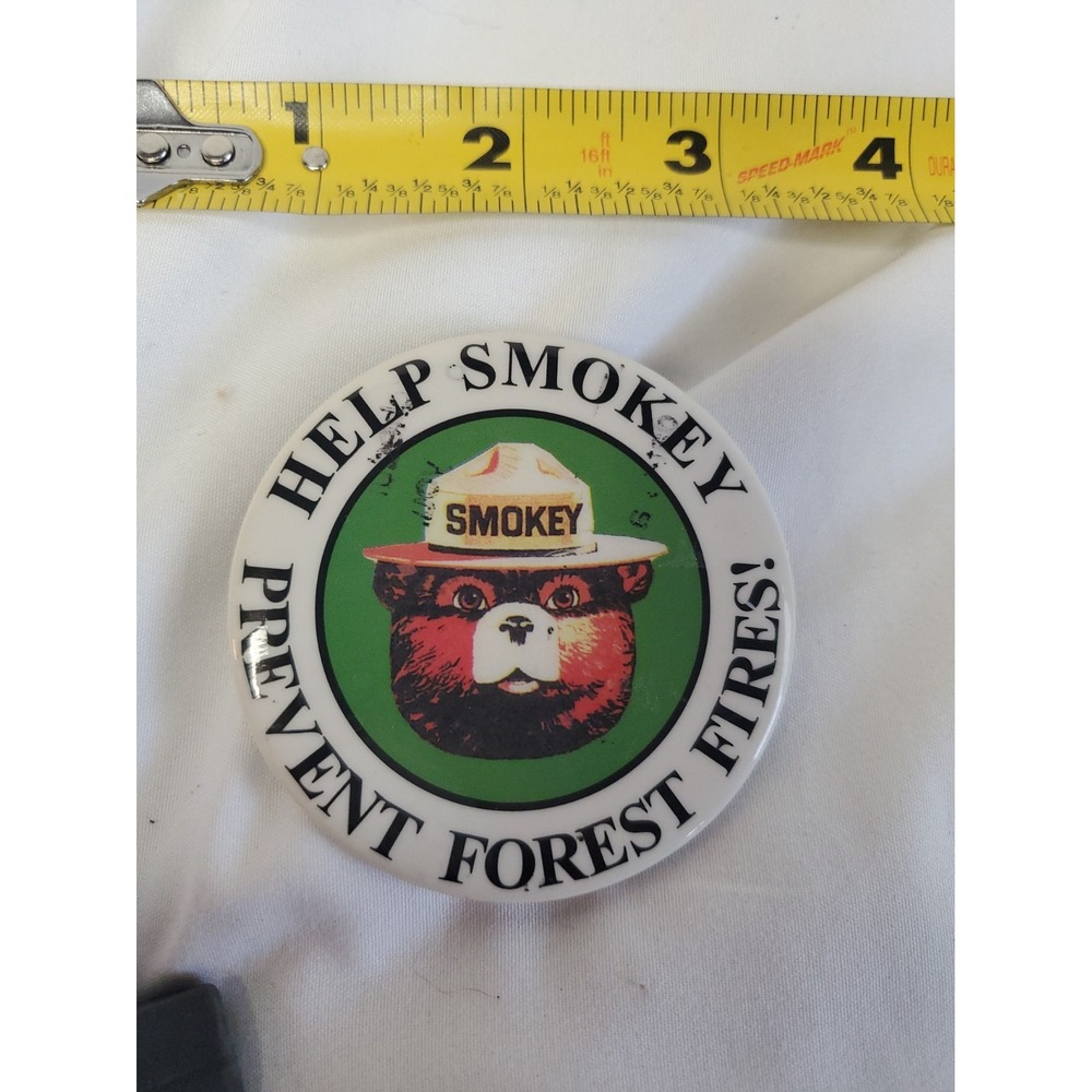 Vintage Smokey Bear Prevent Forest Fires 3 Inch Pin Button Collectible Mascot